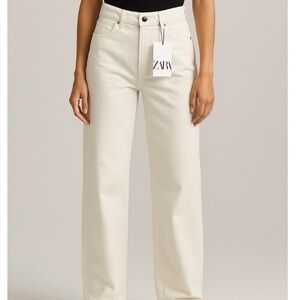 Zara Off-White Denim Pants  Wide Leg.